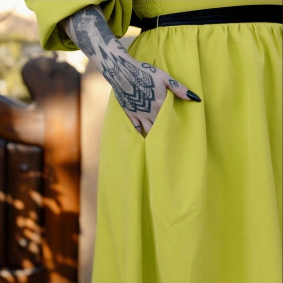 chartreuse Eva Dress by The Oblong Box - Picture 2 of 5